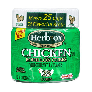 HERB-OX Chicken Bouillon Cubes, 25 Count, 3.33 Ounce (Pack of 12), Model 42011