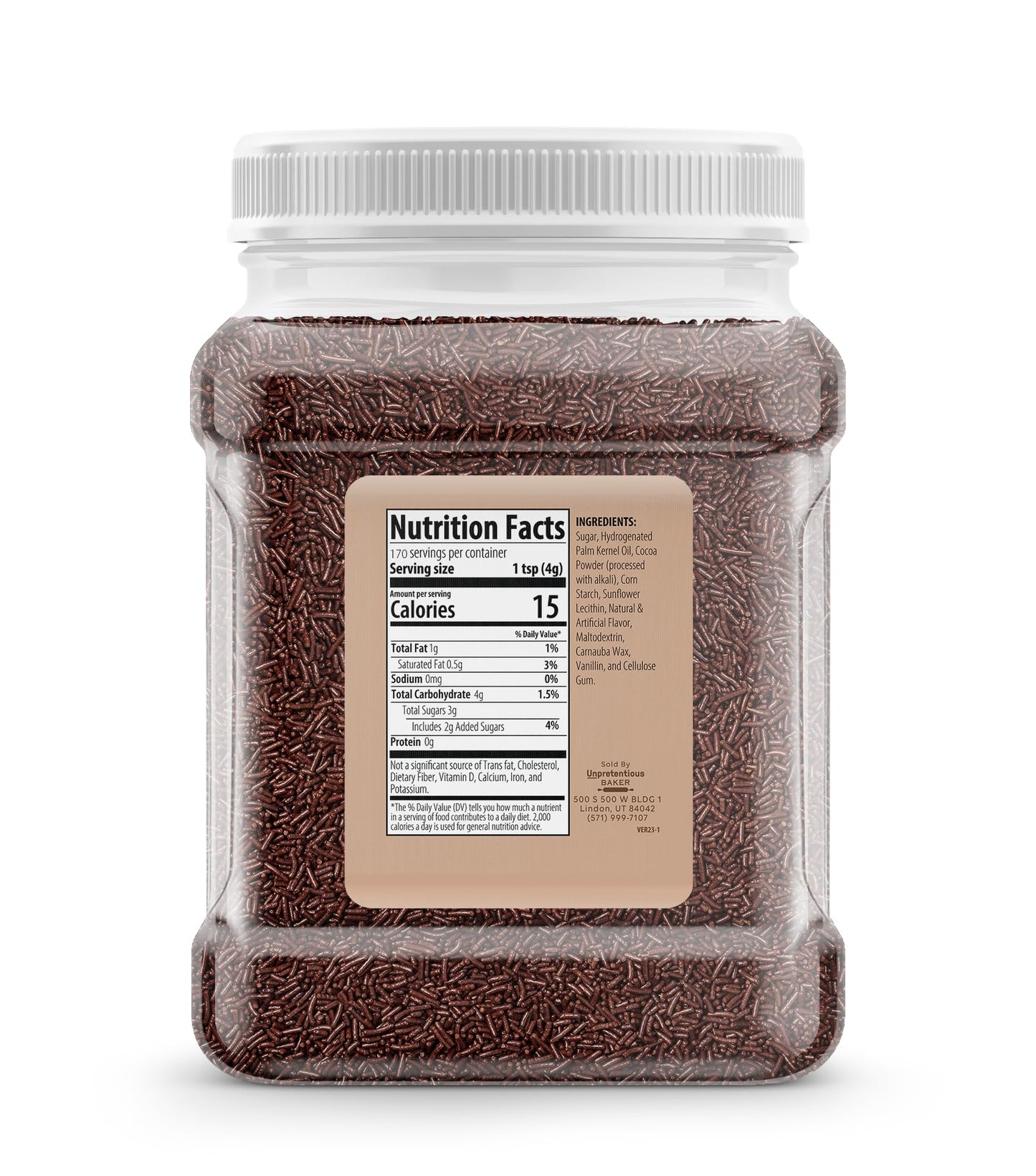 Unpretentious Chocolate Sprinkles, 4 Cups, Made With Real Cocoa, Decorative Dessert Topping