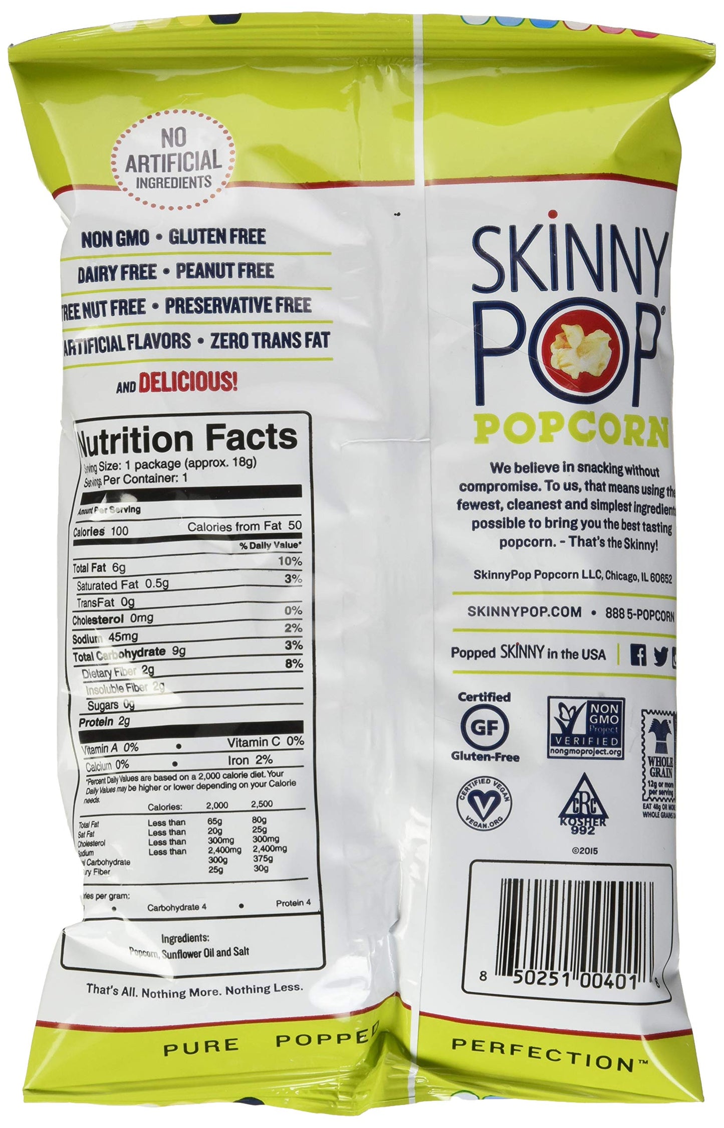 Skinny Pop Popcorn Snack Bags, 24 Count, 15.6 Ounce