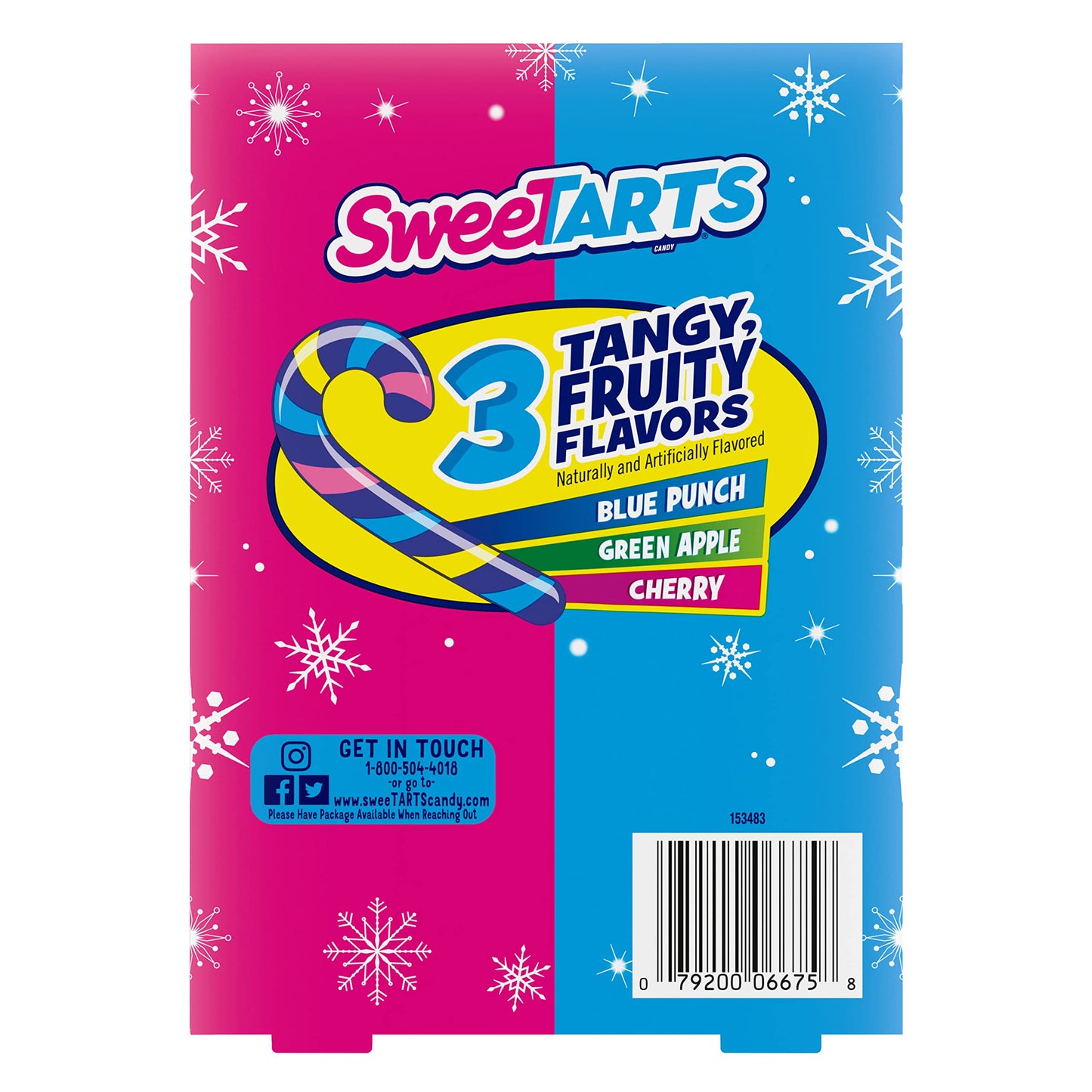 SweeTarts Holiday Candy Canes, 12 Count Box - Individually Wrapped Classic for Stocking Stuffers & Holiday Gifting
