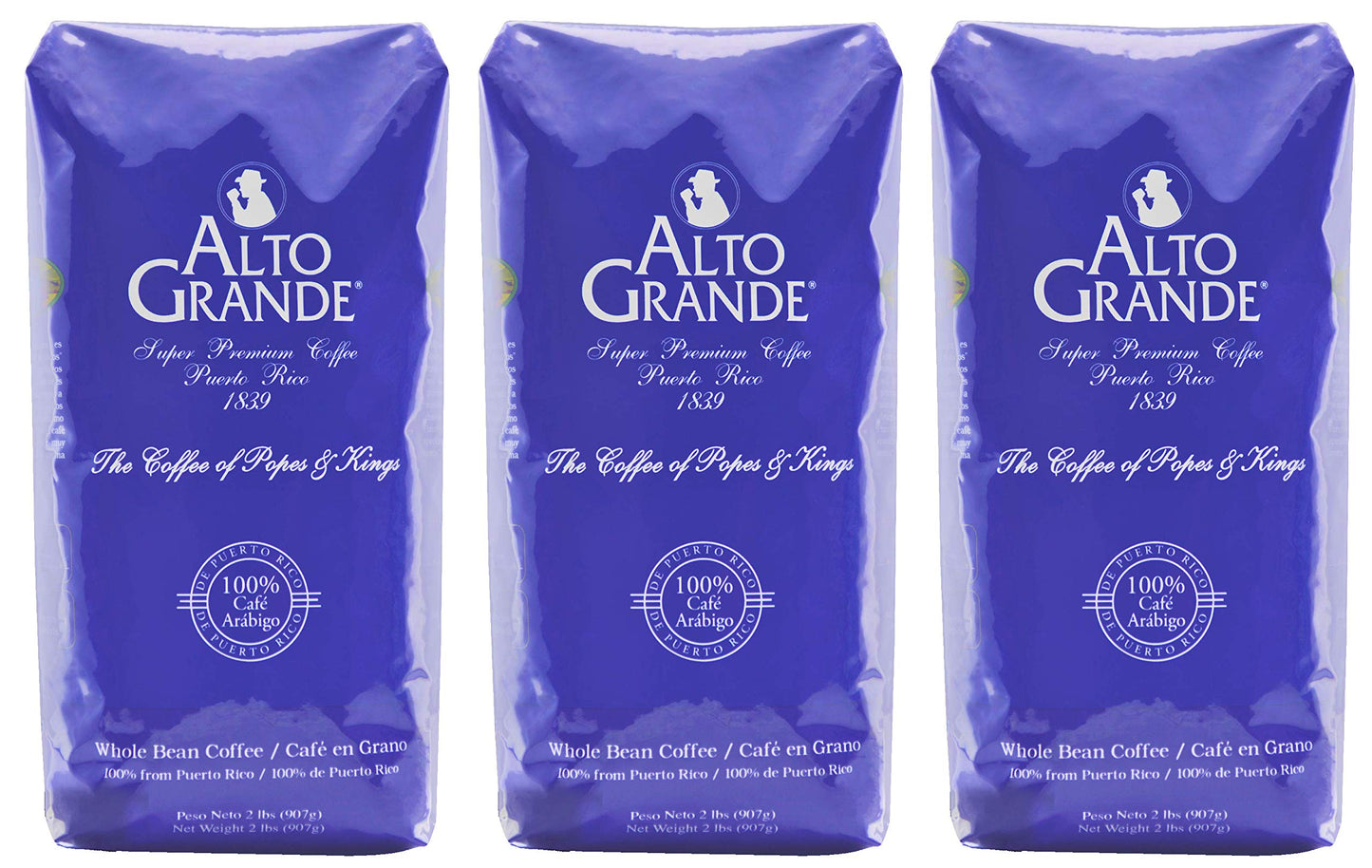 Alto Grande Super Premium Coffee Whole Beans, 2 Pound Bag (Pack Of 3)