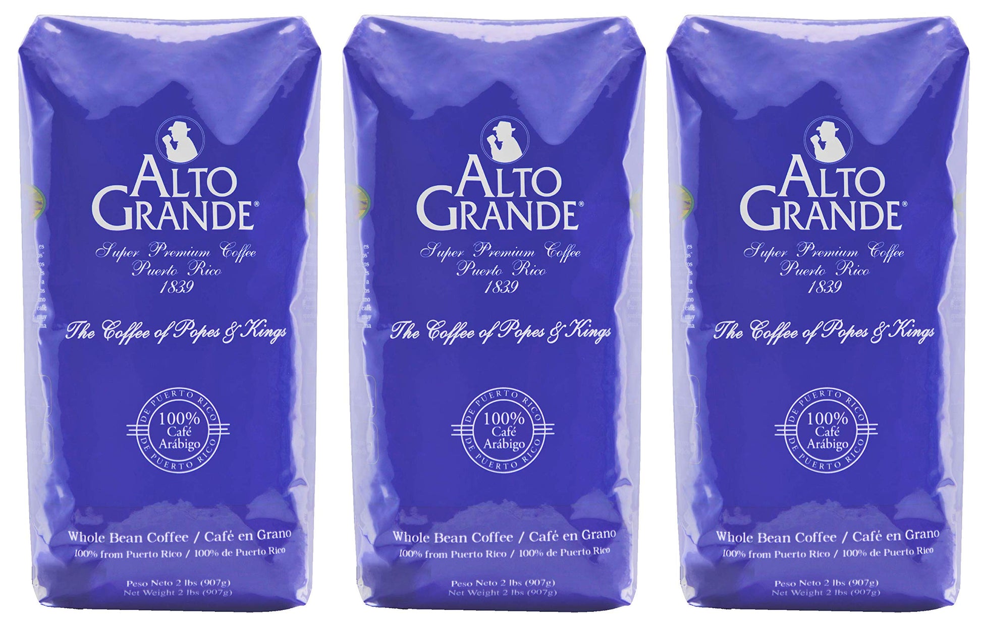 Alto Grande Super Premium Coffee Whole Beans, 2 Pound Bag (Pack Of 3)