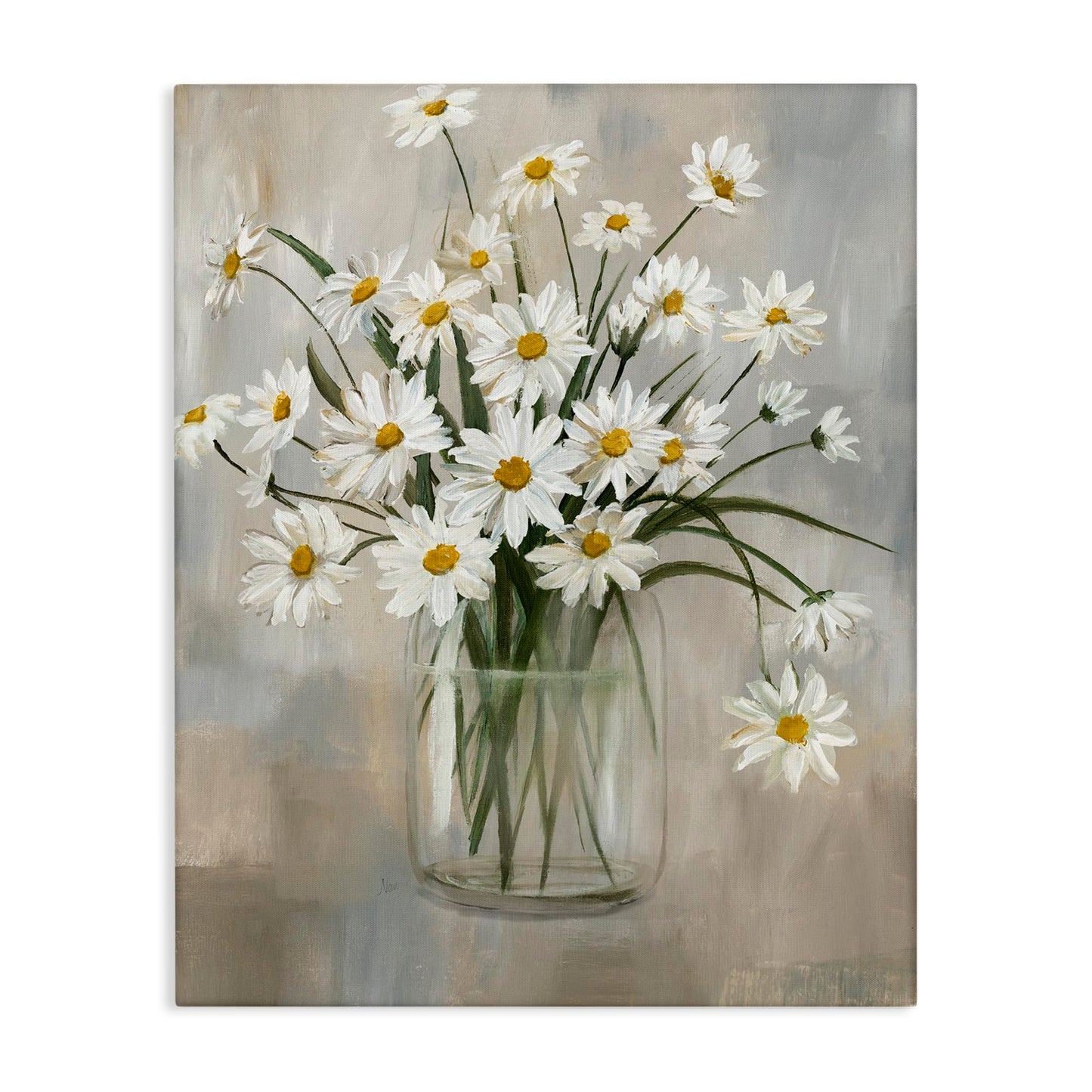 Stupell Industries Canvas Wall Art Potted Daisy Bloom Bouquet 30L x 24W Gallery Wrapped