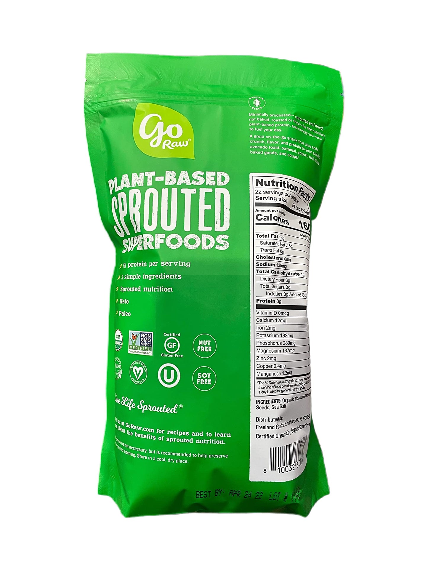 Pumpkin Seeds with Sea Salt, Sprouted & Organic, 22 oz. Bag | Keto | Vegan | Gluten Free Snacks | Superfood