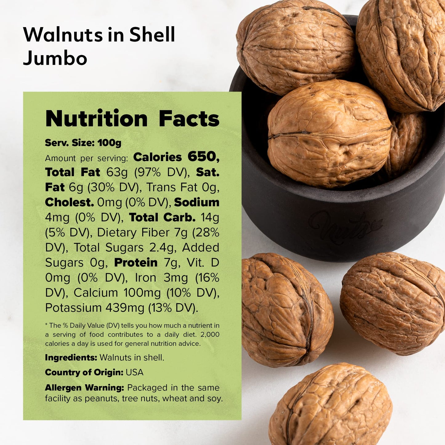 NUTS U.S. Walnuts In Shell - Chandler Variety, Non-GMO, Fresh Taste, 1 Pound Resealable Bag