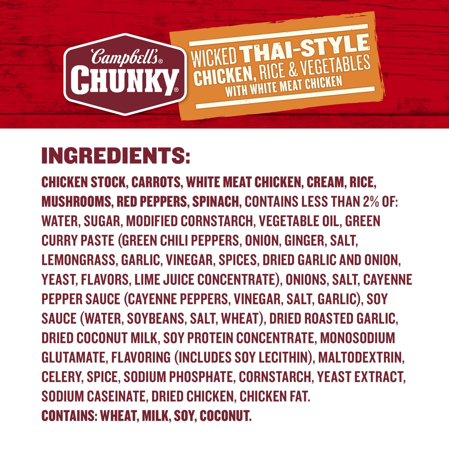 Campbell s Chunky Soup, Wicked Thai-Style Chicken with Rice and Vegetables Soup, 18.6 Oz (Pack of 12)