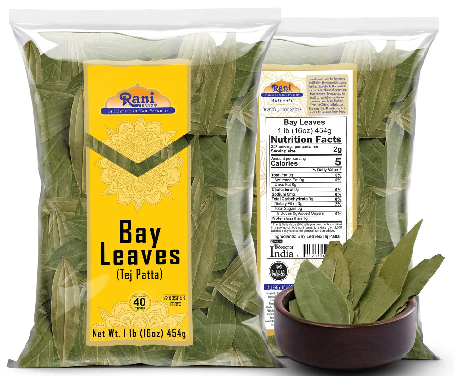 Rani Bay Leaf Whole Spice, Extra Large 16oz (1lb), All Natural, Gluten Friendly, NON-GMO, Vegan, Indian Origin