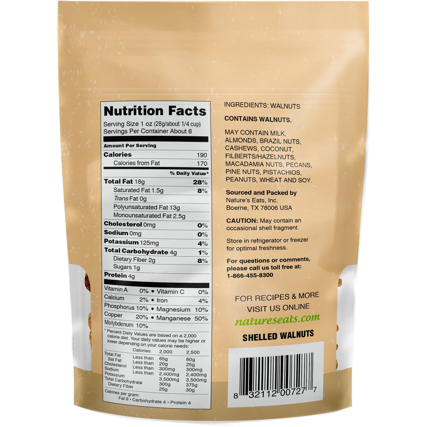 Nature'S Eats Walnuts, 6 Ounce