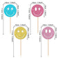 24 Pcs Preppy Smile Face Cupcake Toppers Colorful Glitter Star Lightning Y2K 2000S Pink Party Bachelorette Cupcake Picks For Pre