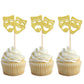24 Pcs Theatrical Mask Cupcake Toppers Gold Glitter Comedy Movie Night Cupcake Picks Film Festival Theme Birthday Party Cake Dec