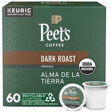Peet s Coffee, USDA Organic Dark Roast Keurig K-Cup Pods - Alma de la Tierra 60 Count (6 Boxes of 10 Pods)