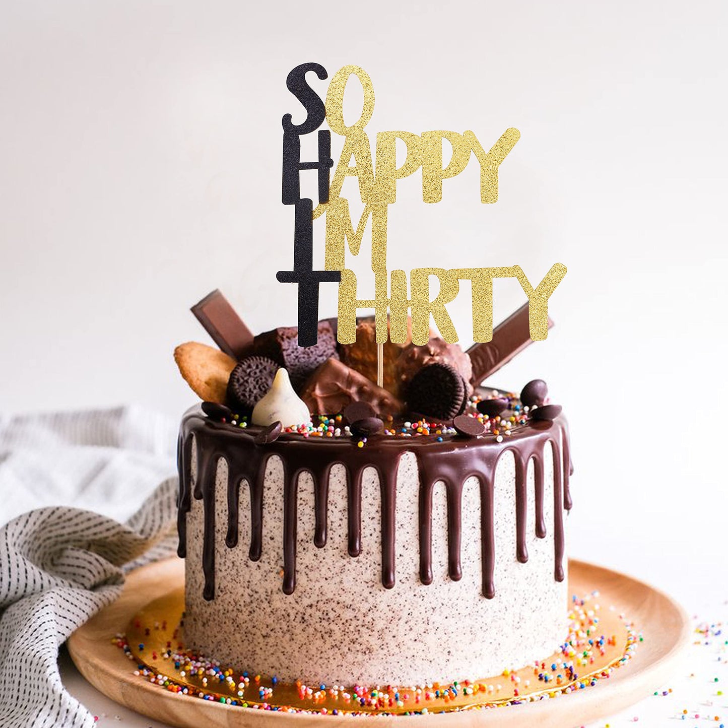 So Happy I'M Thirty Cake Topper - 30Th Birthday Cake Topper, Fabulous Birthday Cake Party Decorations.Black Men'S And Women'S 30