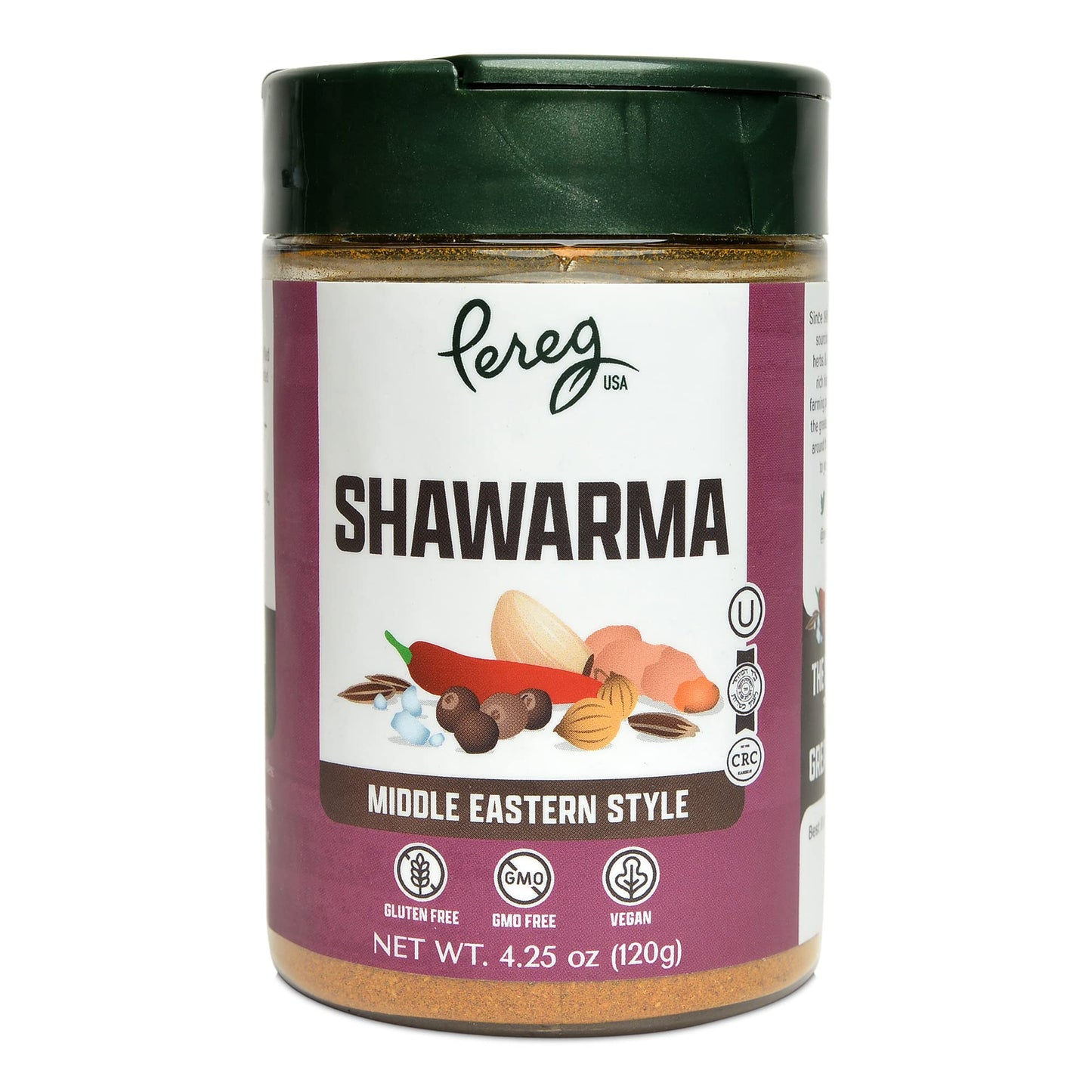 Pereg Shawarma Spice Seasoning (4.25 Oz) - Spice Rub for Meat, Beef, Gyro & Poultry - Grill Flavor - Middle Eastern Spice Mix -