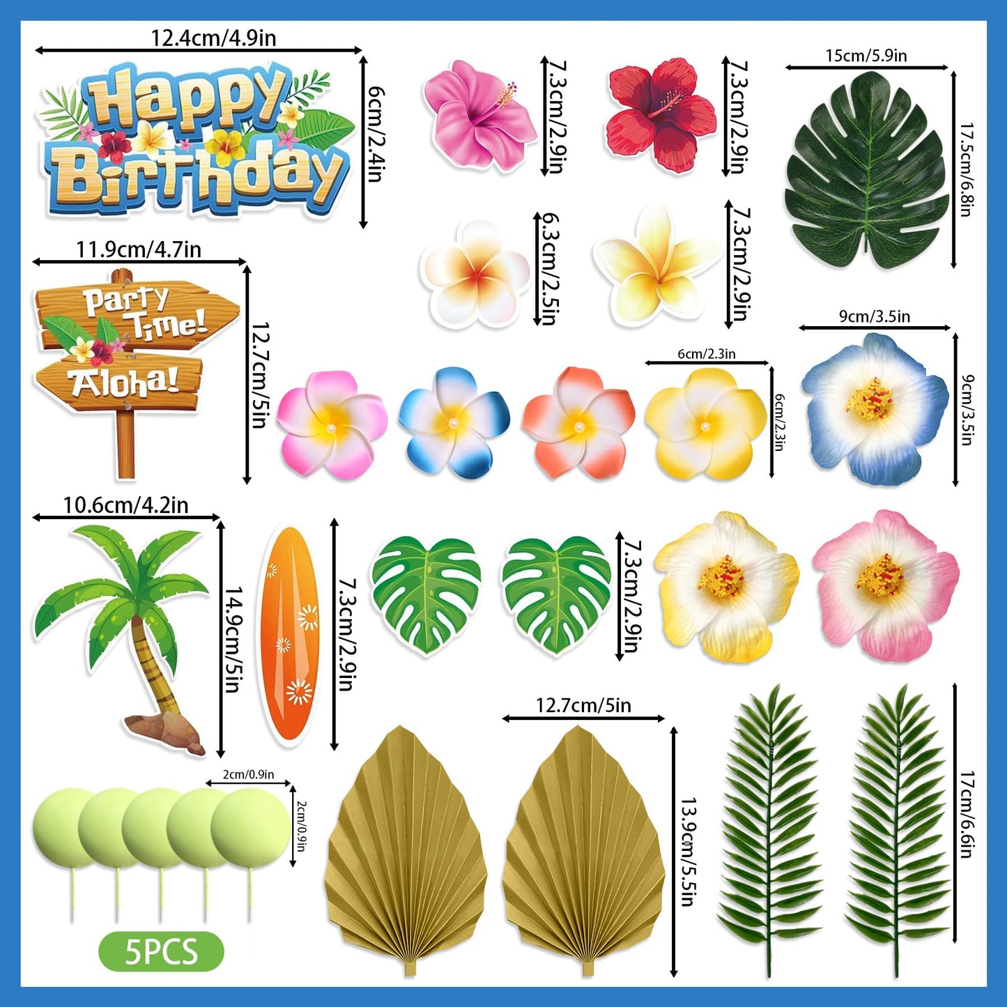 LAST HOE DOWN Hawaiian Cake Topper - Colorful Summer Cake Decorations