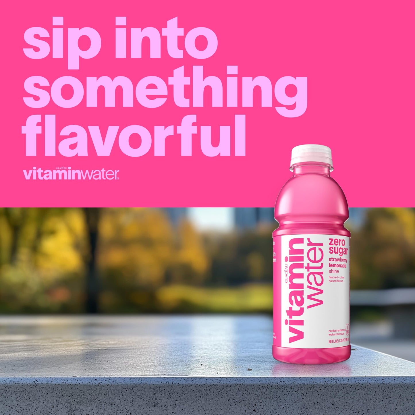 vitaminwater zero shine, electrolyte enhanced water w/ vitamins, strawberry lemonade drink, 20 fl oz