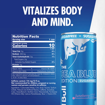 Red Bull Sugar-Free Energy Drink, Juneberry Flavor, 80mg Caffeine, 12 Fl Oz, Pack of 4 Cans