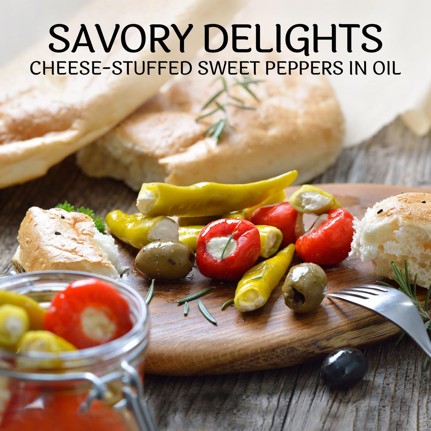 Sable & Rosenfeld Tipsy Tapas Cheese Stuffed Sweet Peppers - Gluten-Free Sweet Peppers Stuffed with Cream Cheese for Appetizers