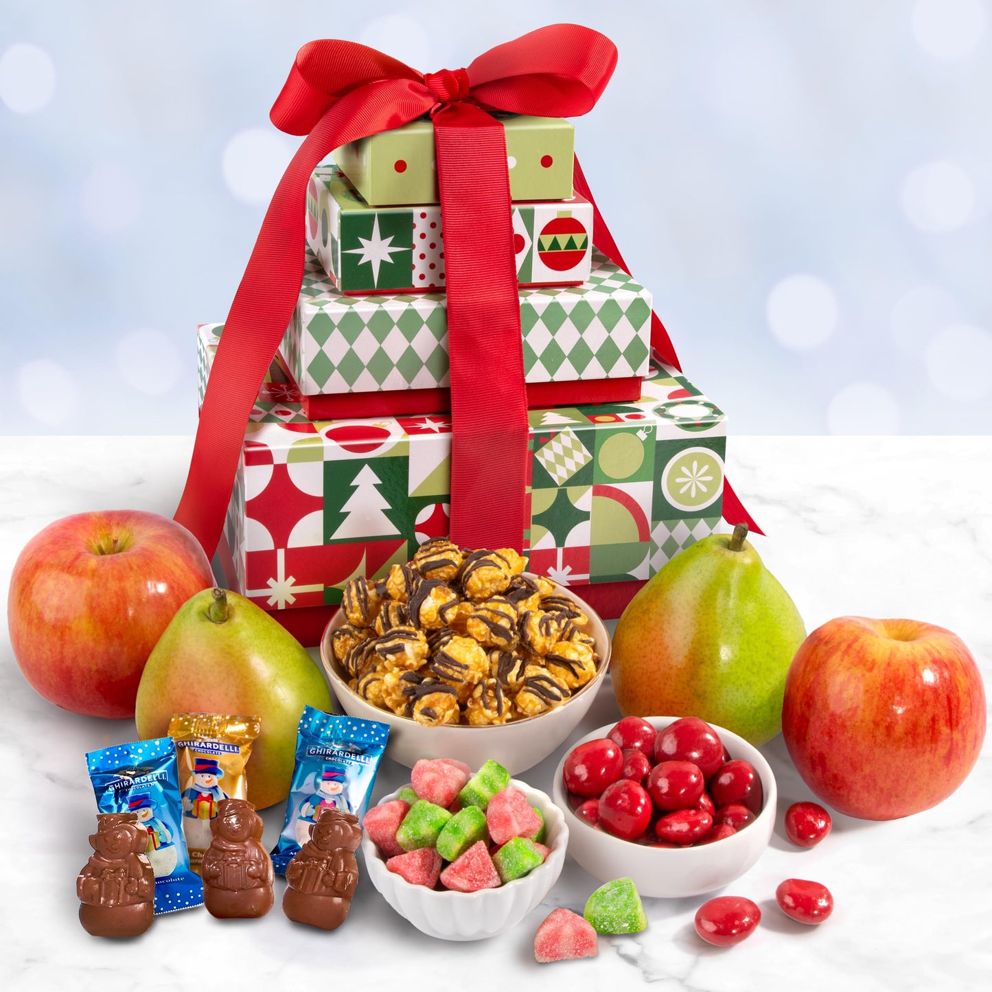 A Gift Inside Merry Christmas Fruit & Treats Tower