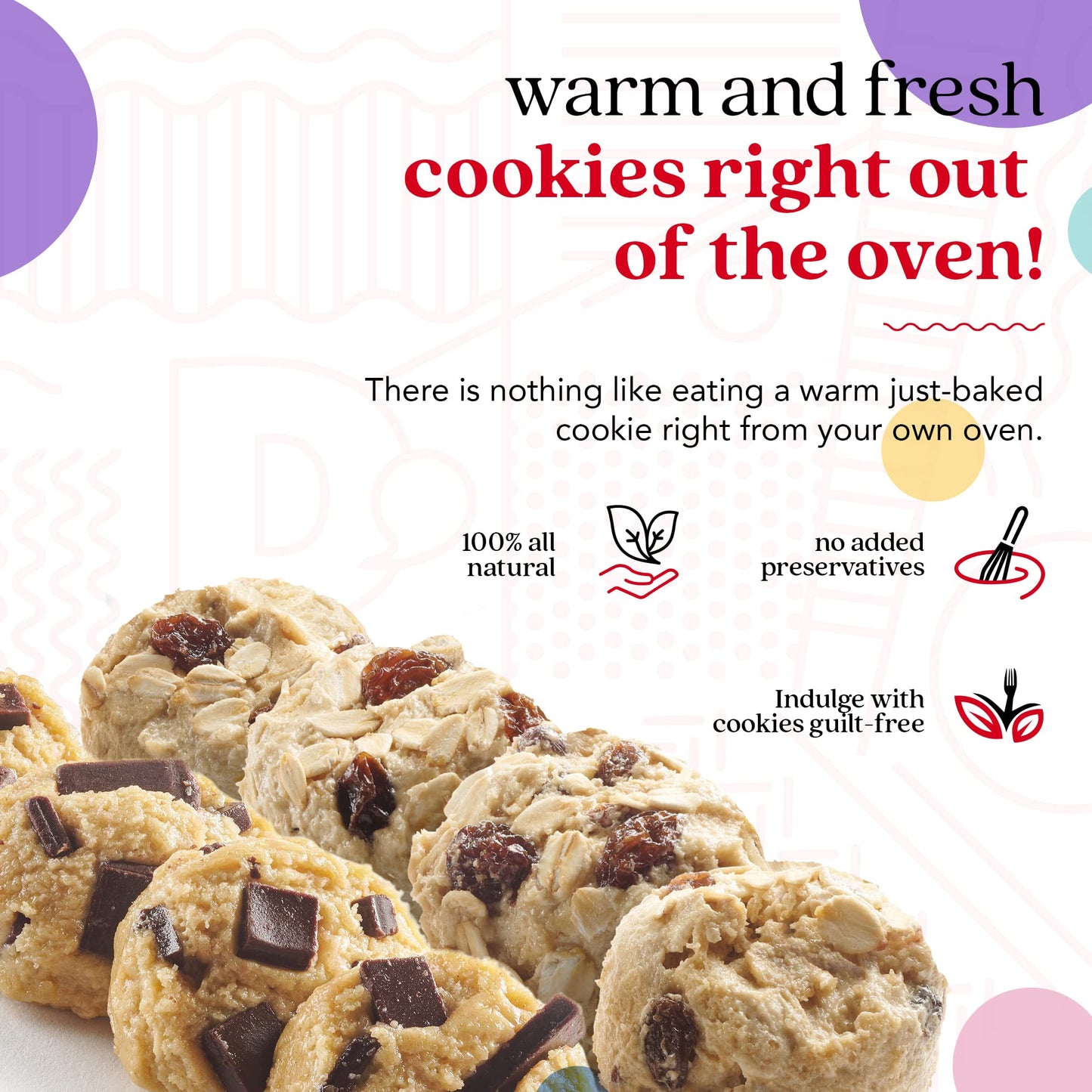 David's Cookies Preformed Frozen Cookie Dough Chocolate Chunk & Oatmeal Raisin 96 count