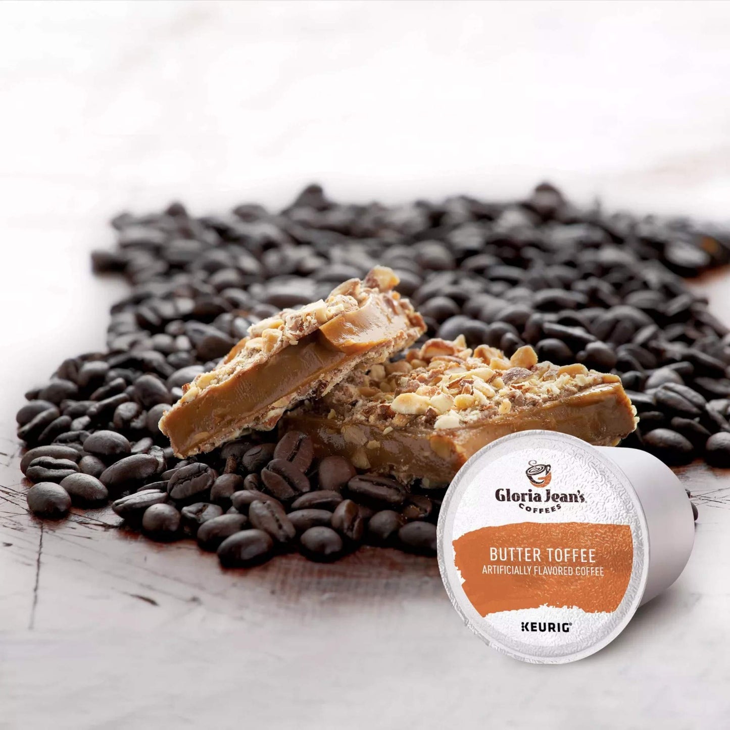 Gloria Jean s Coffees Butter Toffee, Single-Serve Keurig K-Cup Pods, Flavored Medium Roast Coffee, 96 Count