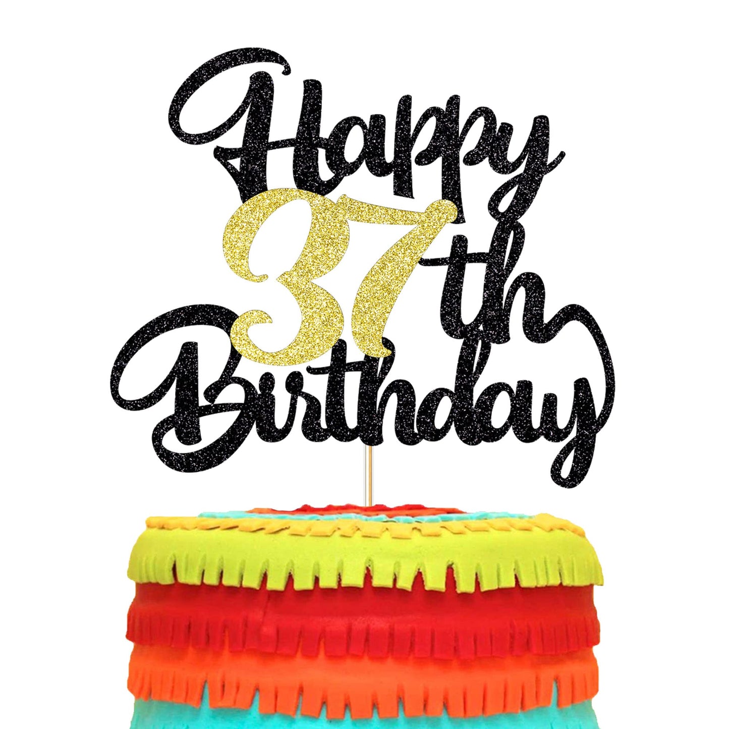 Klionjor 37Th Happy Birthday Cake Topper - Happy Birthday Decoration For 37Th Birthday Party - Gift Plugin (37)