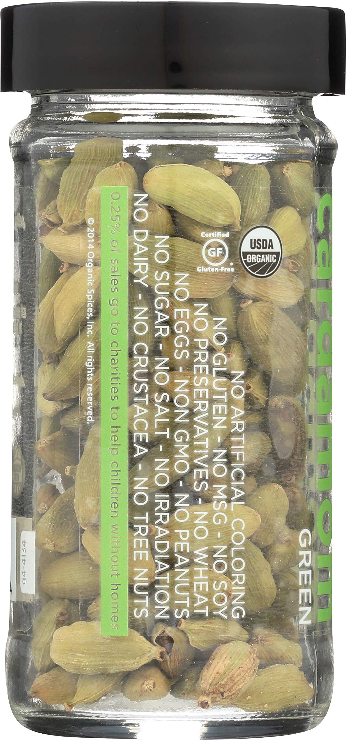 Spicely Organics Cardamom Pods Green Whole 1.20 Ounce Jar Certified Gluten Free