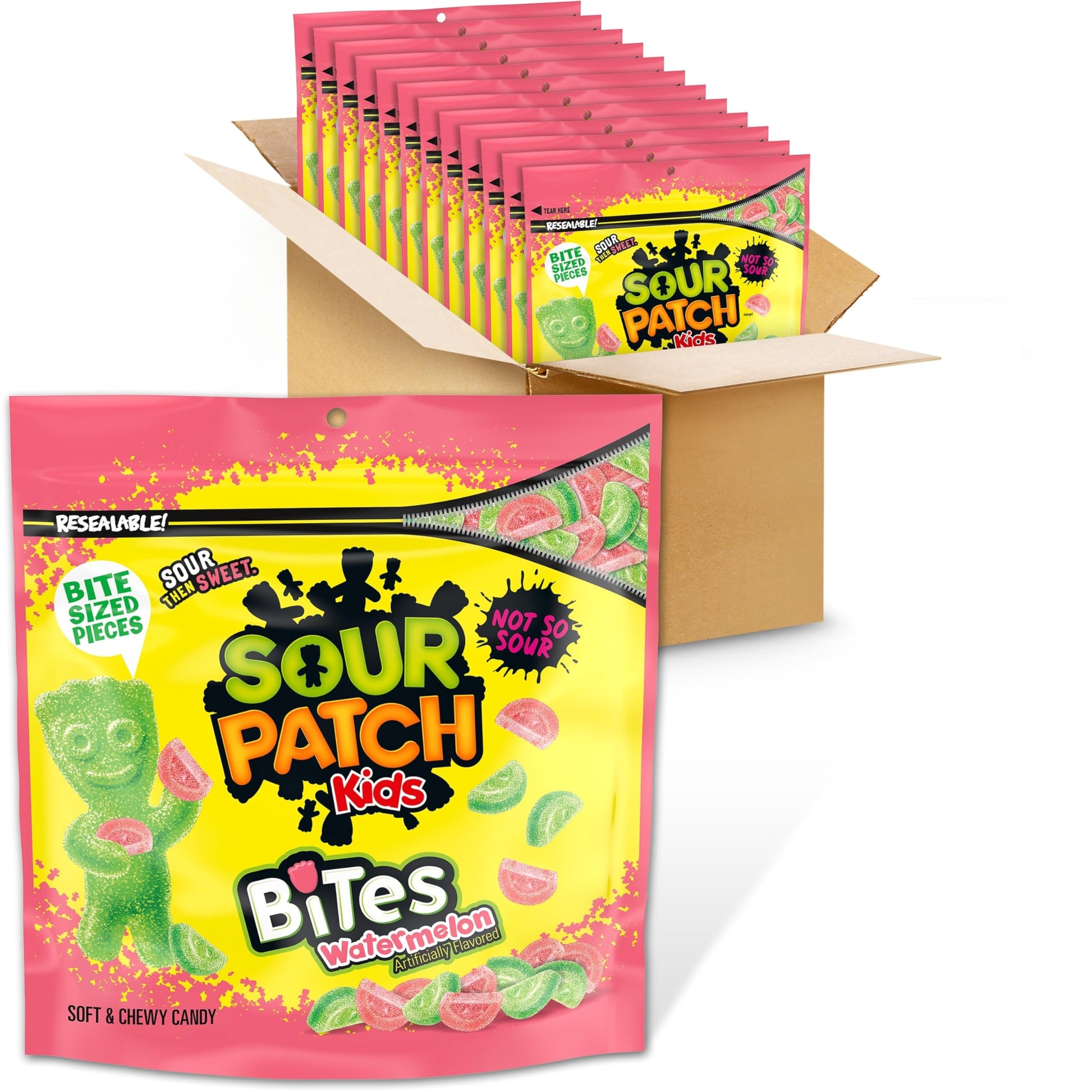 Sour Patch Kids Bites Watermelon Soft & Chewy Candy, Bulk Candy, 12-12 Oz Bags