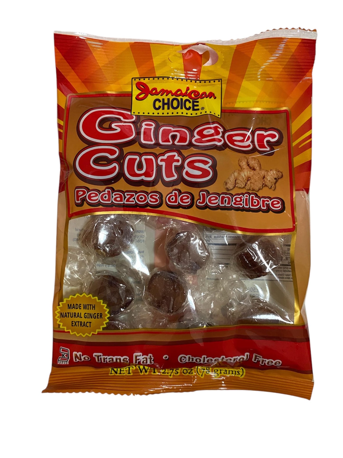 Jamaican Choice Ginger cut Kosher candy 2.75 ounces