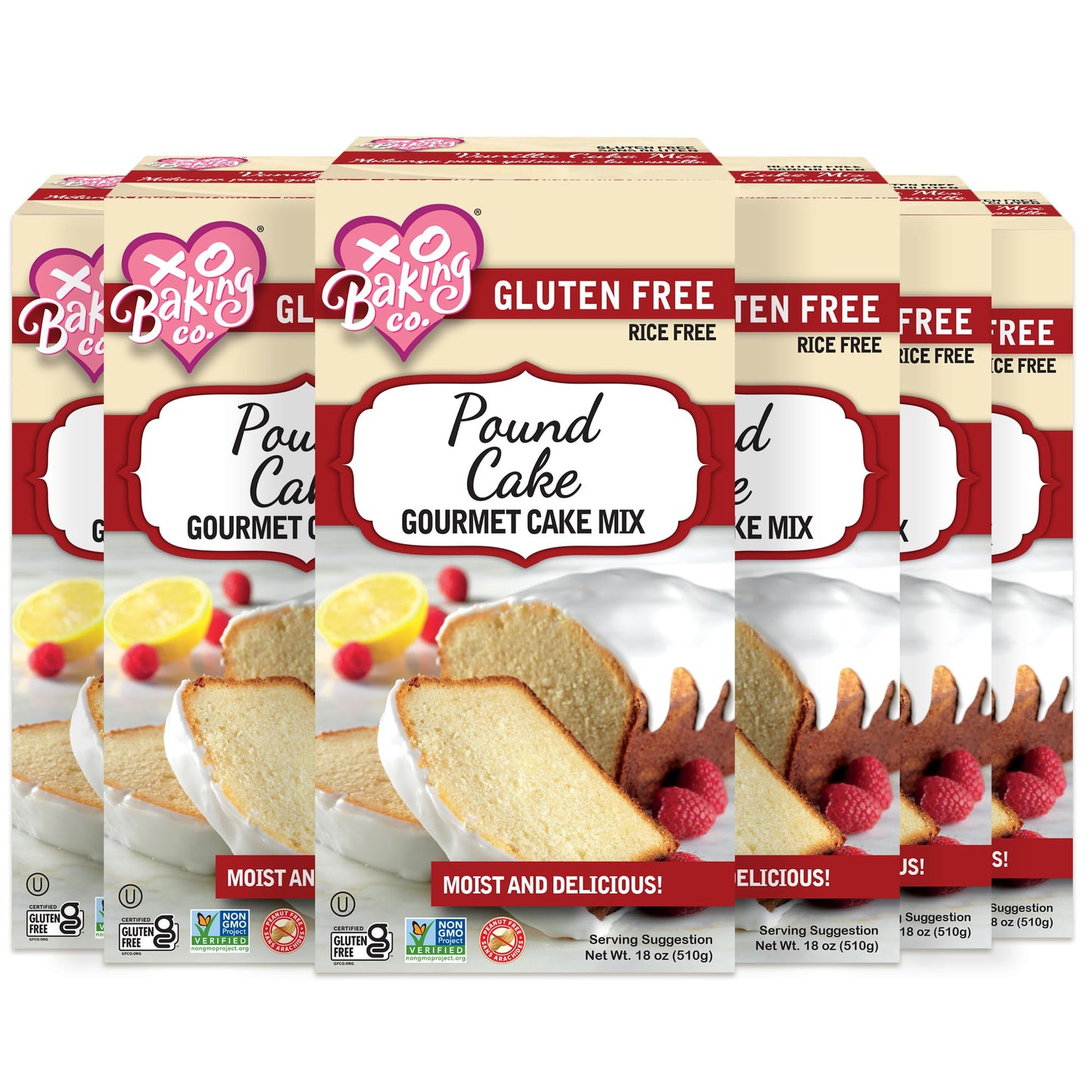 XO Baking Co. Gluten Free Pound Cake Mix, Non-GMO, Kosher, 18oz (Pack of 6)