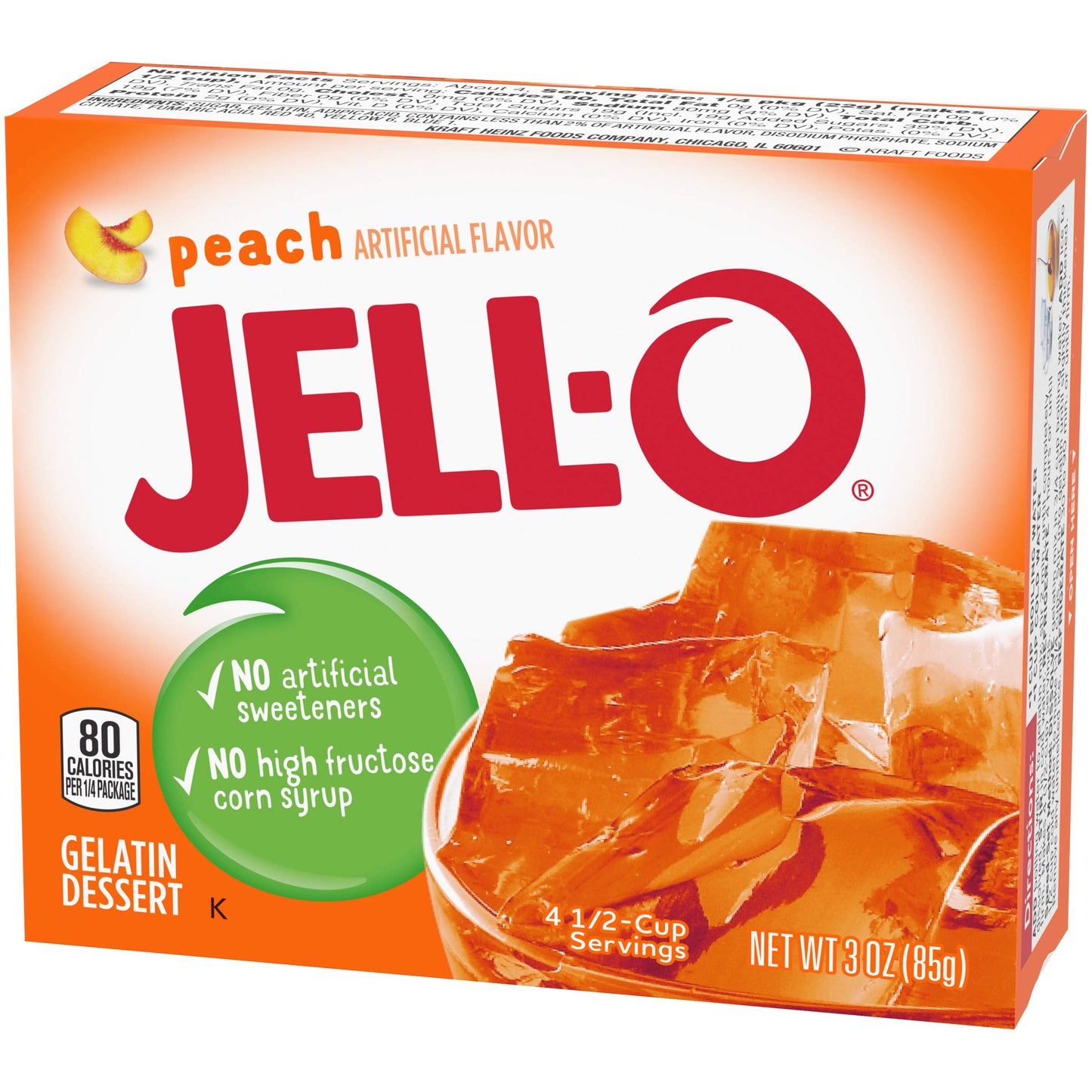 Jell-O Peach Gelatin Mix, 3 oz Boxes, Pack of 24, Easy to Prepare Dessert