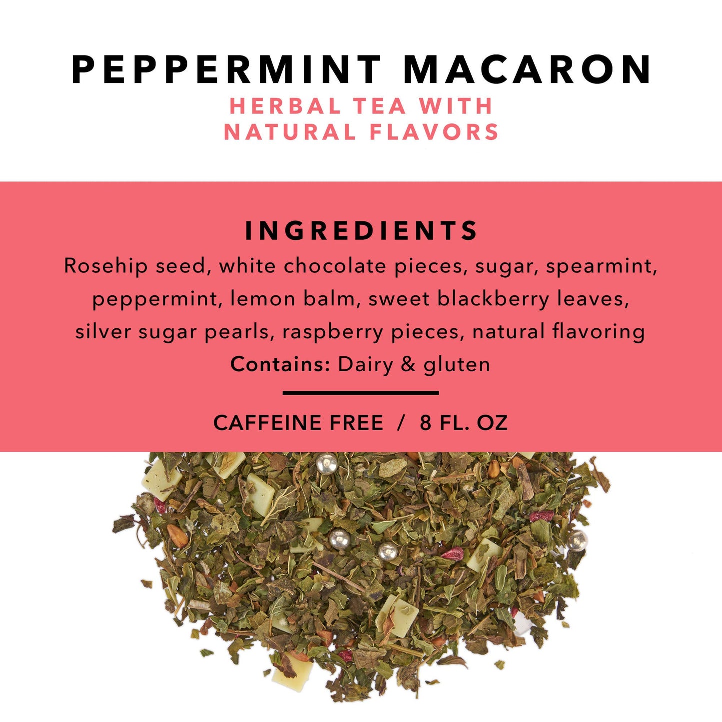 Pinky Up Loose Leaf Tea, Peppermint Macaron, Caffeine Free, 2.1 Ounce Tin, White, Model 5897