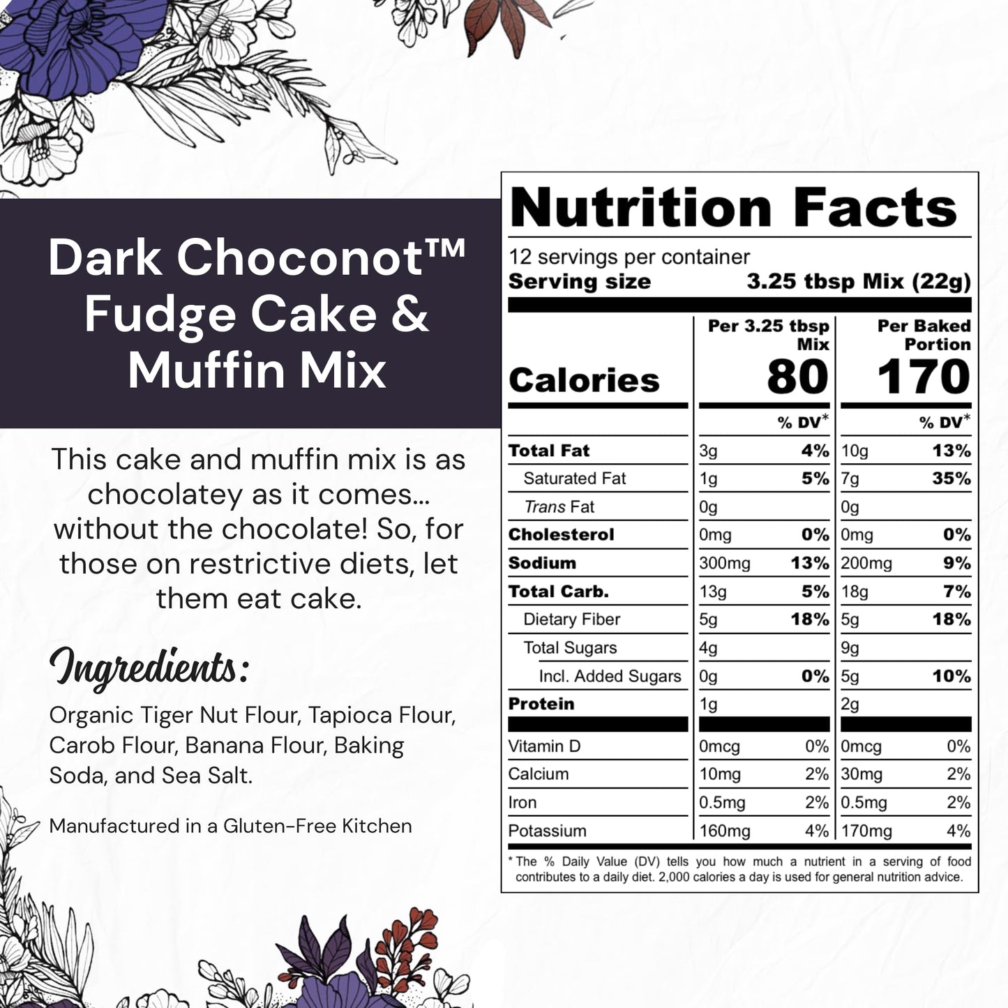 eat G.A.N.G.S.T.E.R. Dark Choconot Fudge Cake & Muffin Mix, Allergy-Friendly Baking Mix, Grain-Free, No Dairy, Nuts, Gluten, Dai