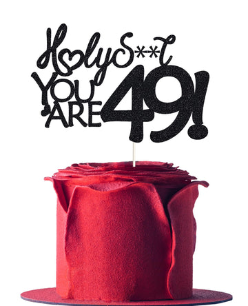 49 Birthday Cake Toppers-Black Glitter, Funny 49th Cake Topper for Men,49 Cake Topper For Women, 49th birthday decorations,49th 