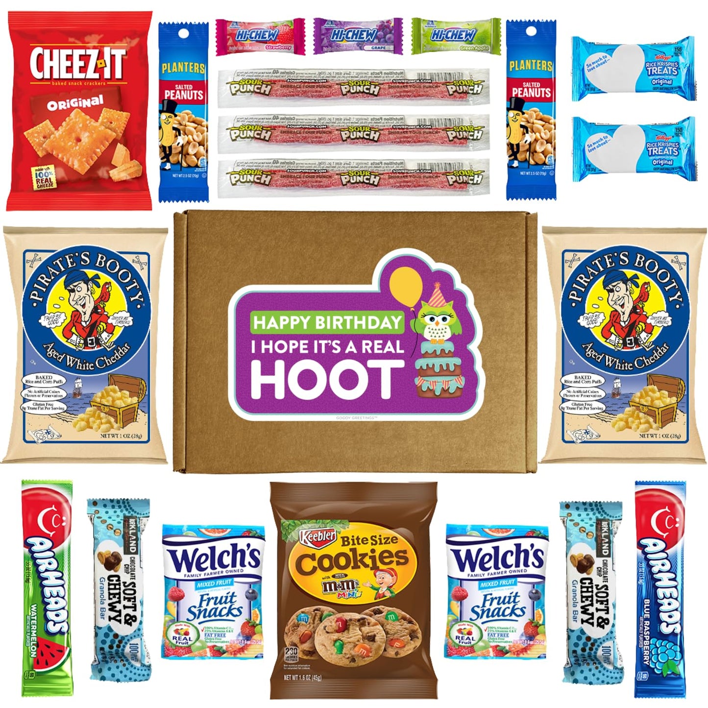 Hangry Kit Birthday Snack Box - (20 Count) Happy Birthday Gift Basket Care Package - Contains Birthday Snacks, Cookies, Chips, C