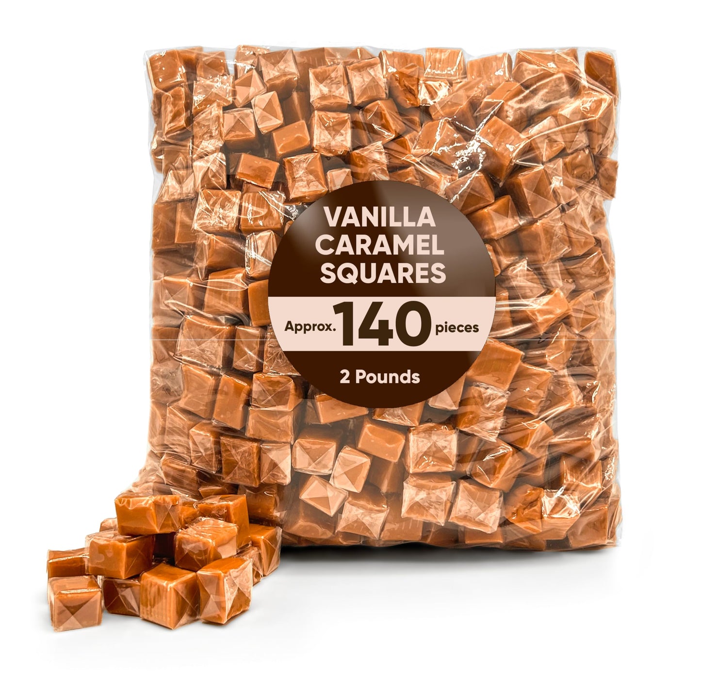 Vanilla Caramel Squares Individually Wrapped Candy - 2 Pounds Approx 140 Candy Melts - Christmas Candy Ideal Stocking Stuffers F