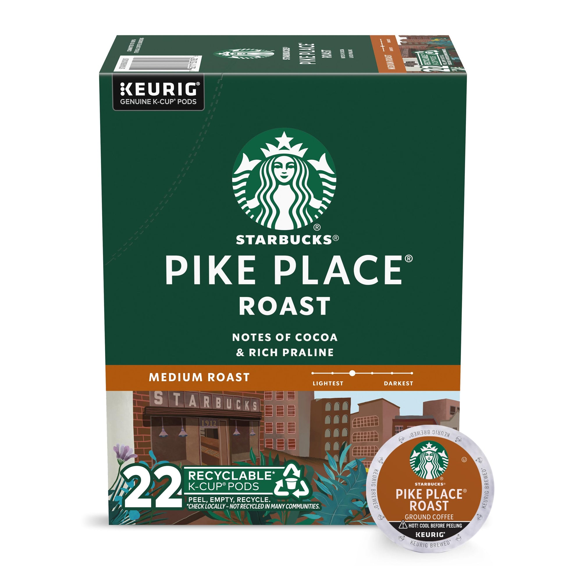 Starbucks K-Cup Coffee Pods, Medium Roast, 100% Arabica, 22 Count