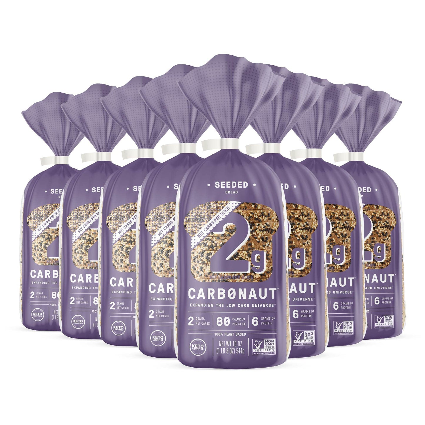 Carbonaut Low Carb Bread, Keto Bread, Keto-Certified Food, Snack, Meals, Non-Gmo, Vegan Bread Pack Of 8 (Low Carb Seeded)