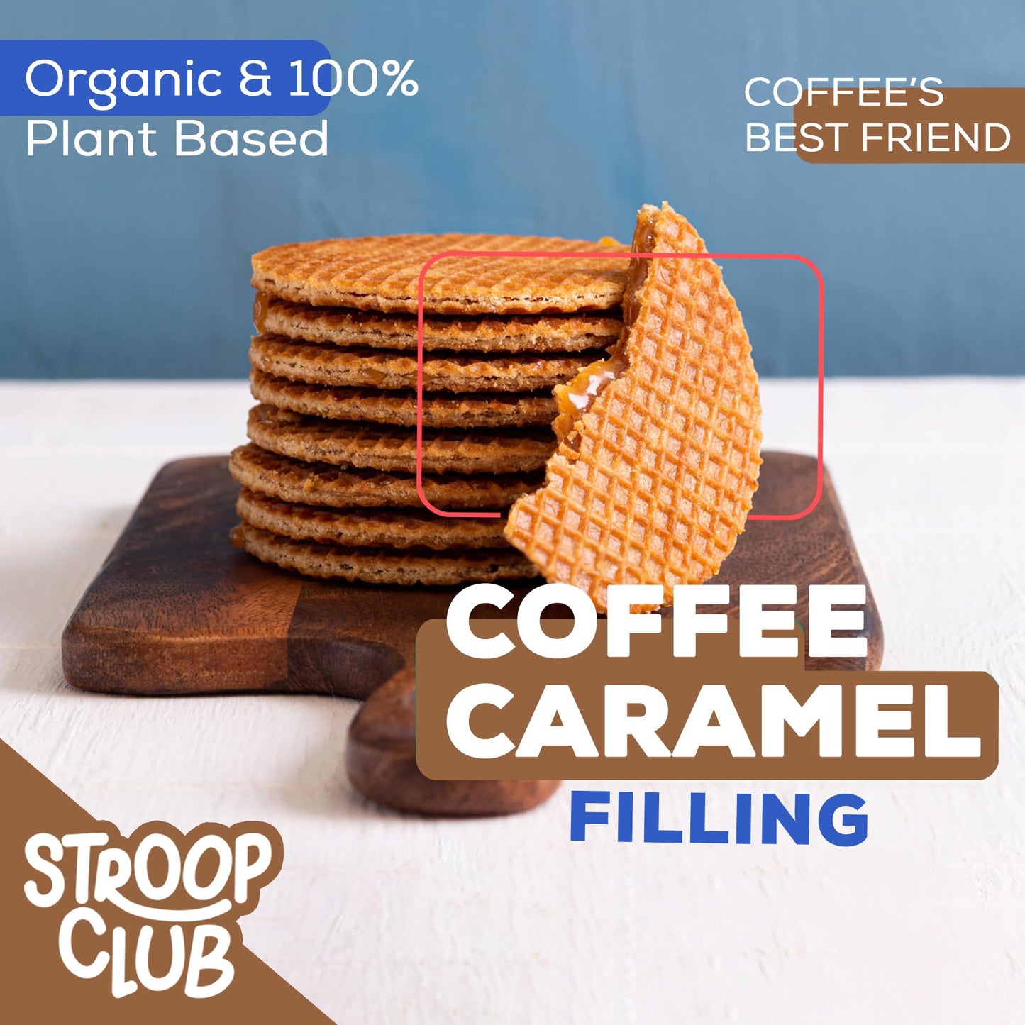 Stroop Club Coffee Infused Organic Stroopwafel Caramel Treats | Vegan, Plant-Based And Dutch-Approved Indulgence - 24 Vegan Waff