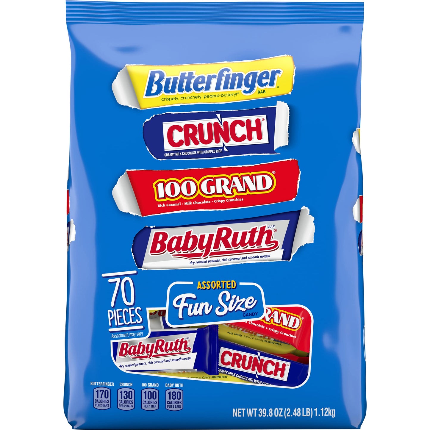 Butterfinger and Co. Bulk Chocolatey Candy Bag, Mix of Fun Size Butterfinger, CRUNCH, Baby Ruth and 100 Grand Milk Chocolatey Ba