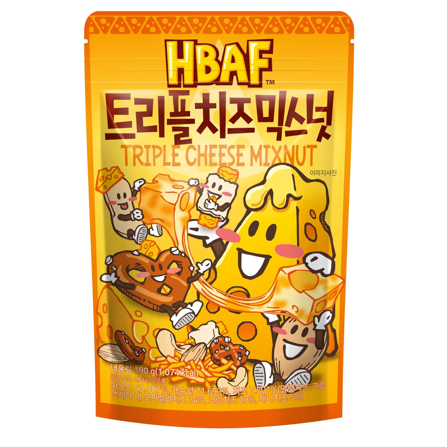 Hbaf Triple Cheese Mixed Nuts - Savory Blend Of Almonds  Cashews  Pretzels & Dried Cheese  Cheesy & Crunchy Snack  Perfect For Malt Drink & Beverage-Inspired Pairing  190G (6.7Oz)