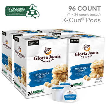 Gloria Jean'S Macadamia Cookie Coffee, Keurig Single Serve K-Cup Pods, Medium Roast Coffee, 96 Count (4 Packs Of 24)