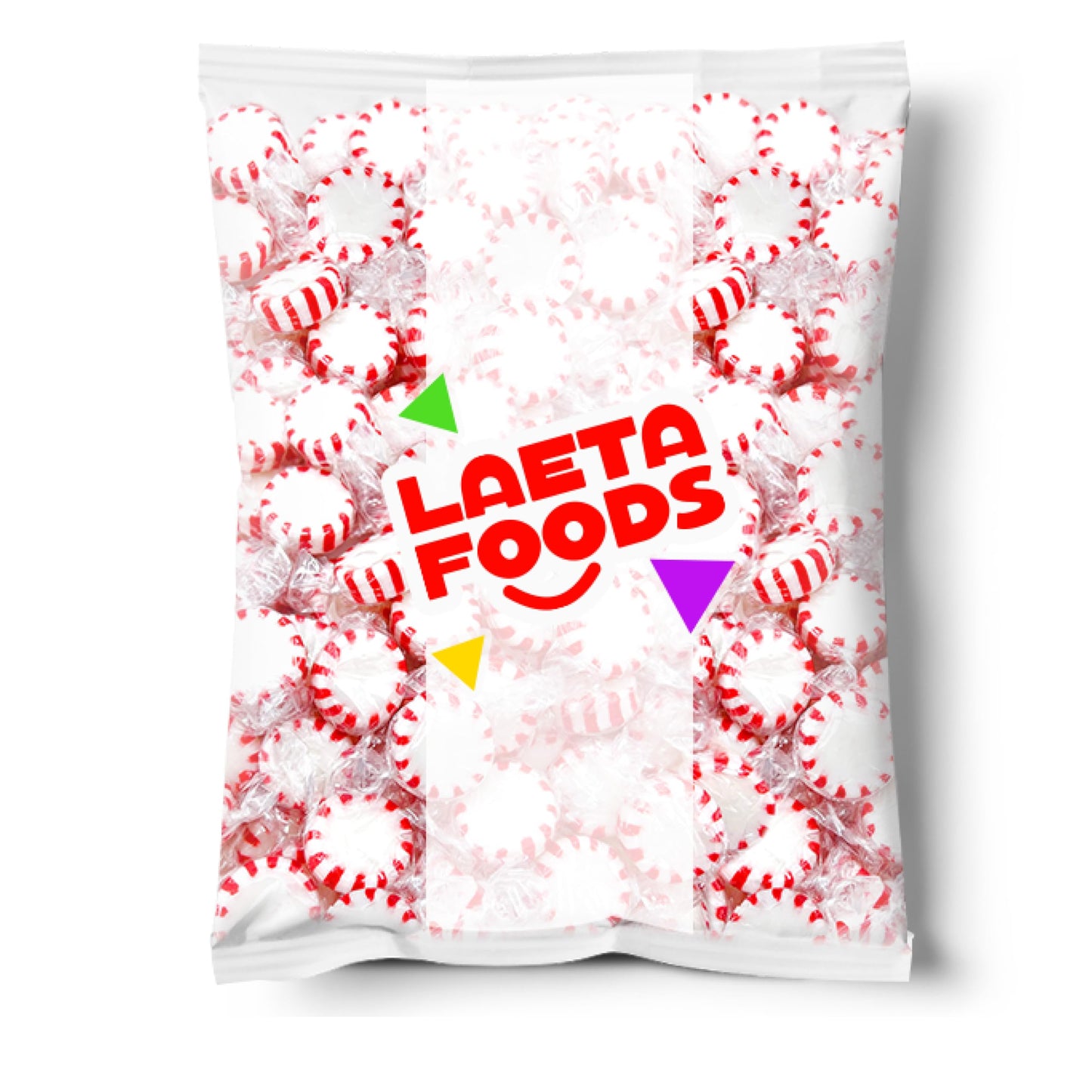 LaetaFood Starlight Peppermints Red White Stripped Hard candy Individually Wrapped (1 Pound Bag)