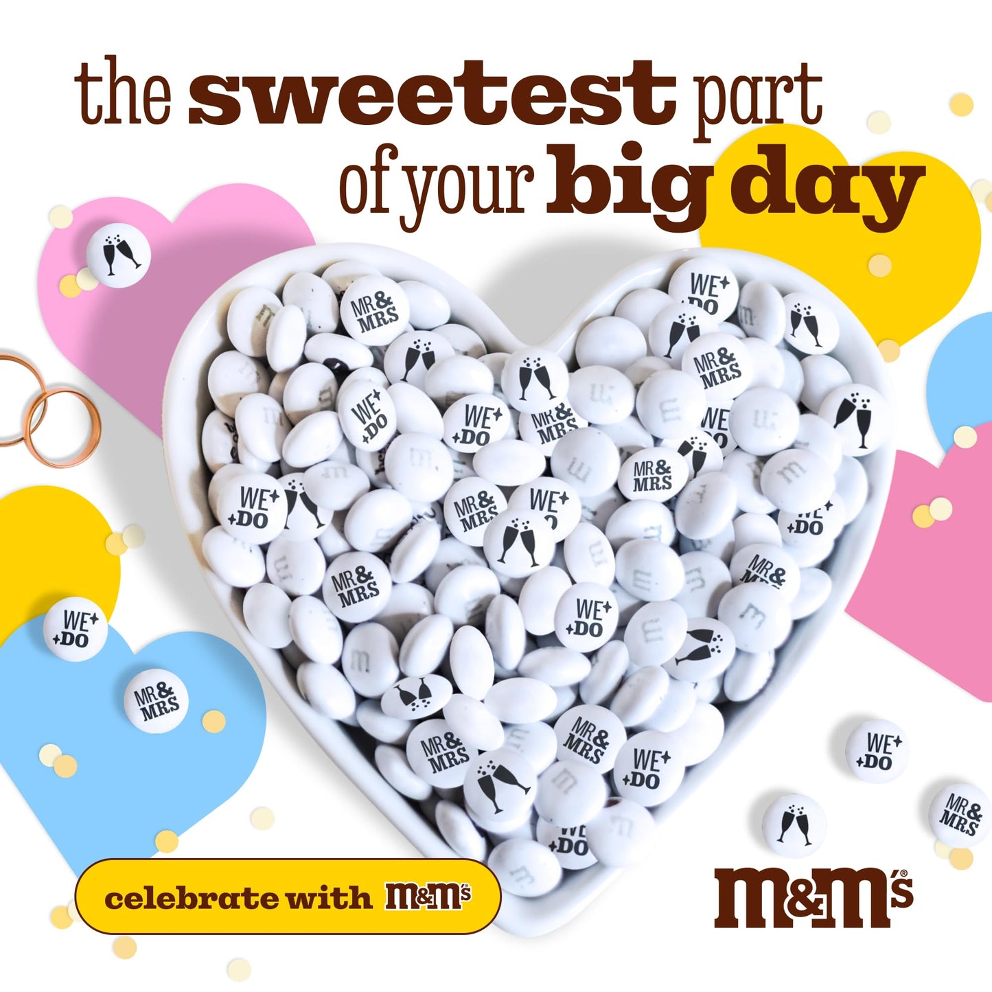 M&MS WORLD Mr. and Mrs.  Milk Chocolate Candy  5 lbs Bulk Candy for Wedding Decorations  Unique Favors  or Cake Topper