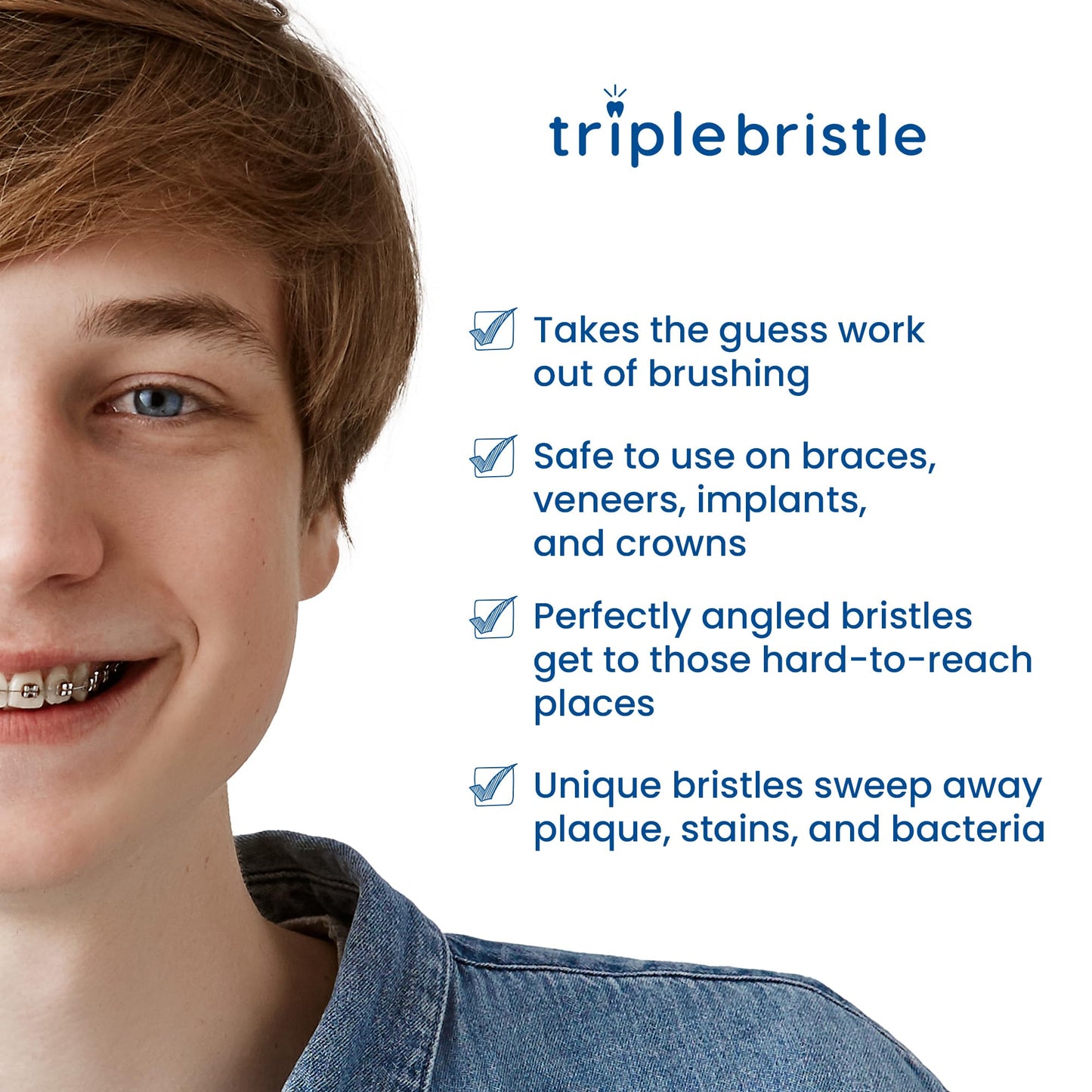Triple Bristle Go  Portable Aa Battery Sonic Toothbrush For Travel  Three Powerful Modes  Soft Nylon Bristles-Also For Autistic
