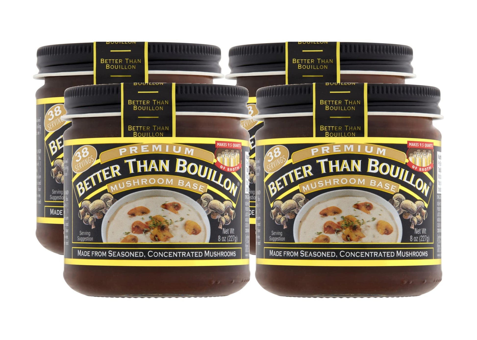 Better Than Bouillon Mushroom Base, Concentrated Broth, Makes 9.5 Quarts, 8 Ounce (Pack of 4)