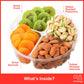 NUT CRAVINGS Gourmet Collection - Rosh Hashana & Shana Tova Dried Fruit & Mixed Nuts Gift Basket in Red Box (4 Assortments) Arra