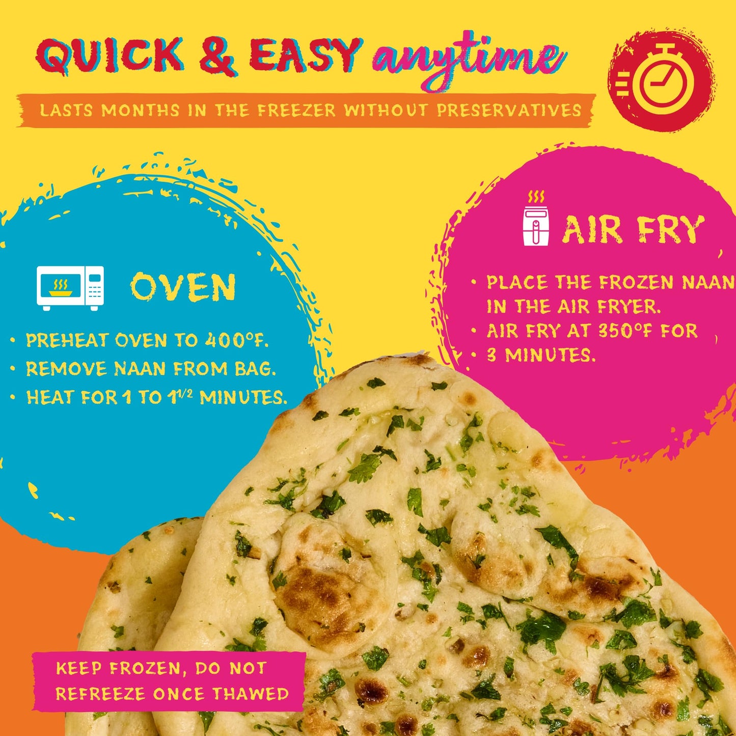 TRULY INDIAN, Indian Food, Garlic Naan, 12 OZ