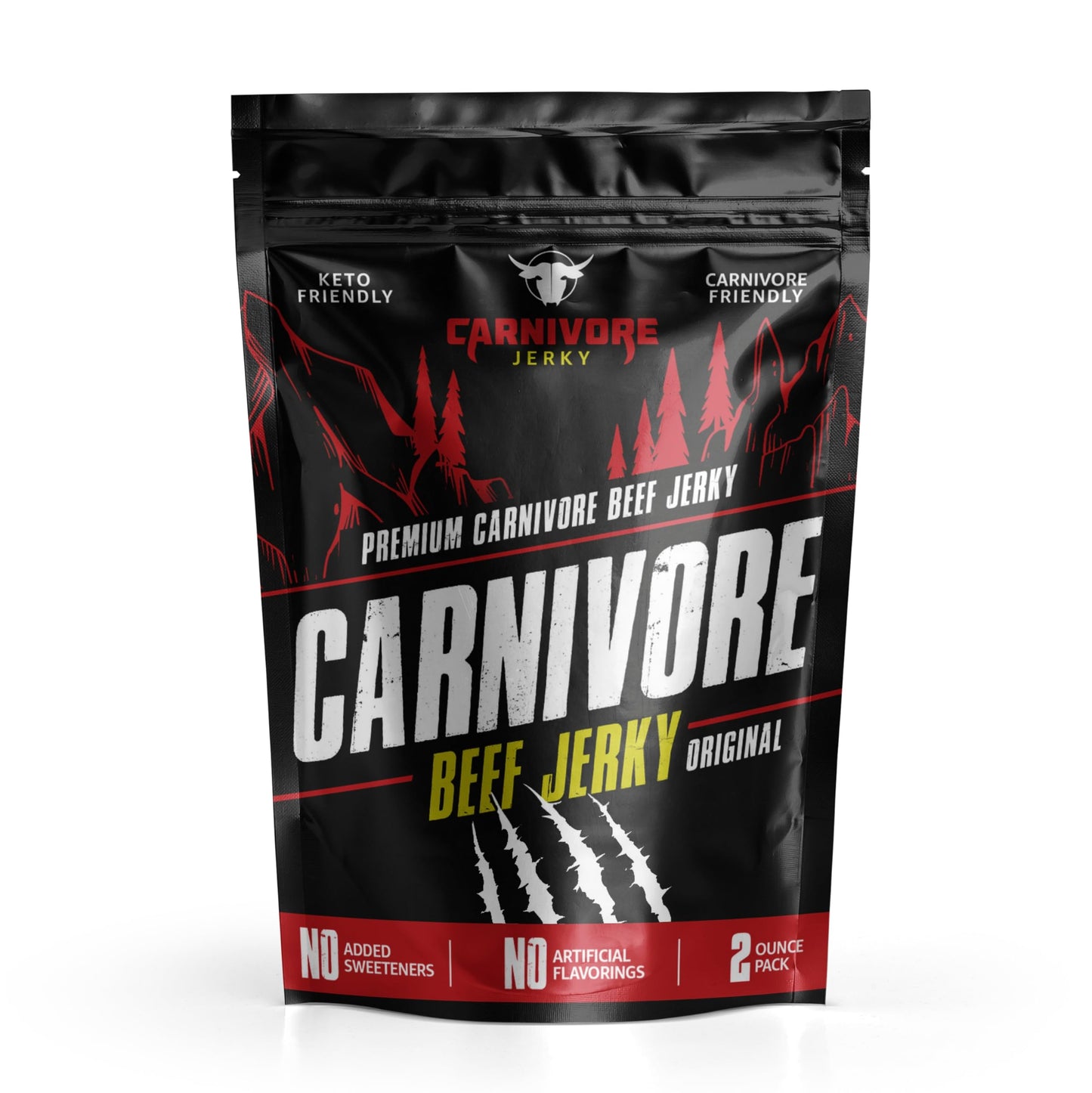 Carnivore Jerky | Grass Fed Beef Jerky - 3 Simple Ingredients - All Natural Carnivore Diet Snack - Sugar Free Keto Friendly Prot