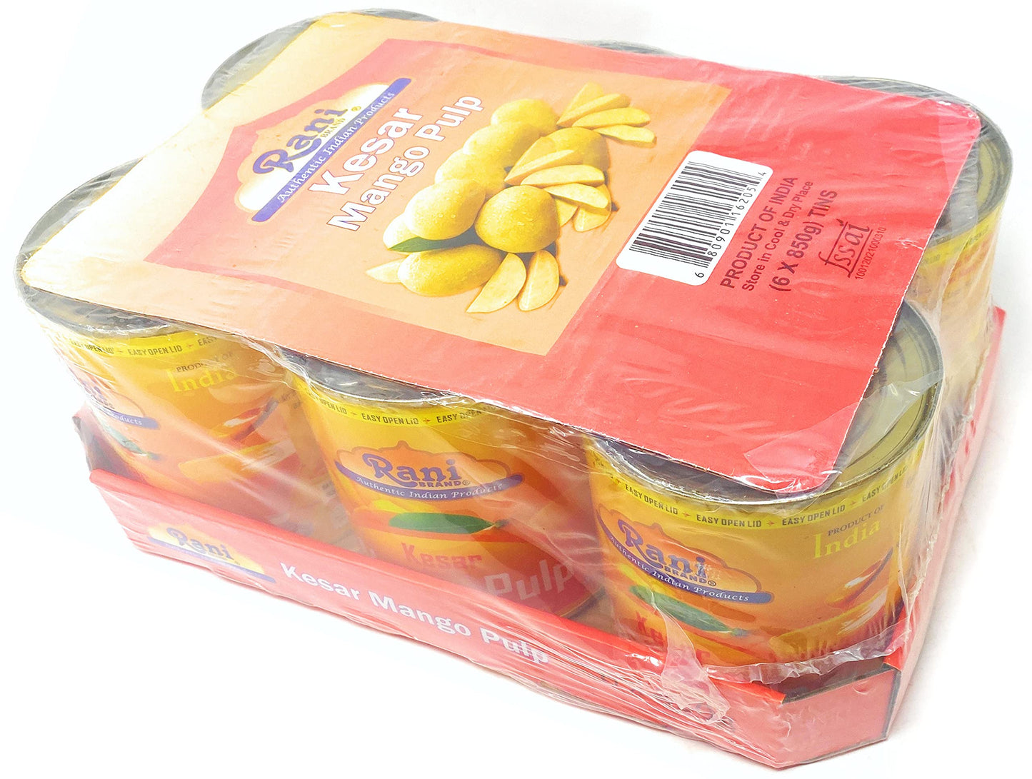 Rani Mango Pulp Puree (Makes Mango Lassi Shakes) Kesar Sweetened 30Oz (1.875Lbs) 850G Pack Of 6 ~ Kosher | All Natural | Non-Gmo | Vegan | No Colors | Gluten Friendly | Indian Origin