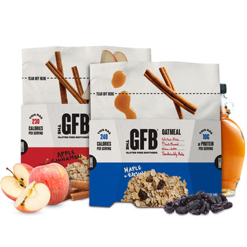 The Gluten Free Brothers Protein Oatmeal Variety Pack- Gluten Free Apple Cinnamon And Maple Raisin Oatmeal Pouches - Instant Hot